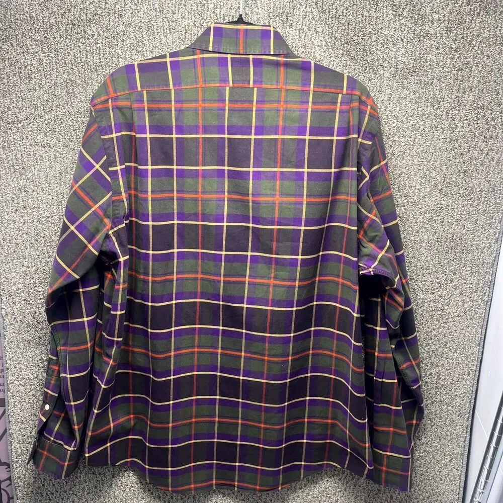 Polo Ralph Lauren Shirt Men's XL Multicolor Plaid Regent Custom Fit‎ Button Up